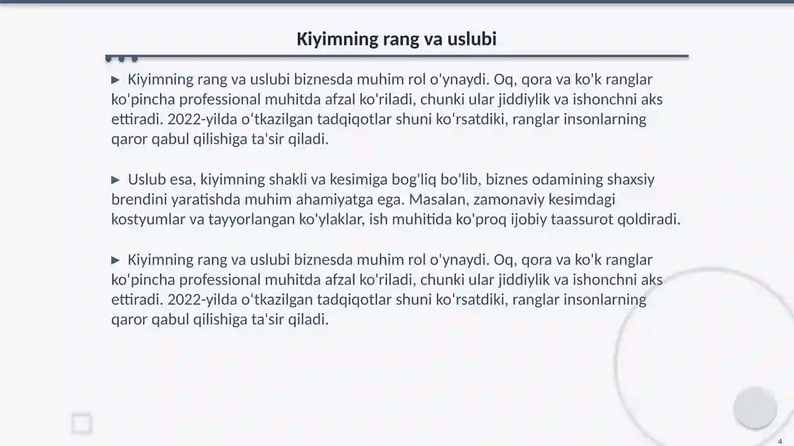 Biznes odamining kiyimi va odob-axloqi 4