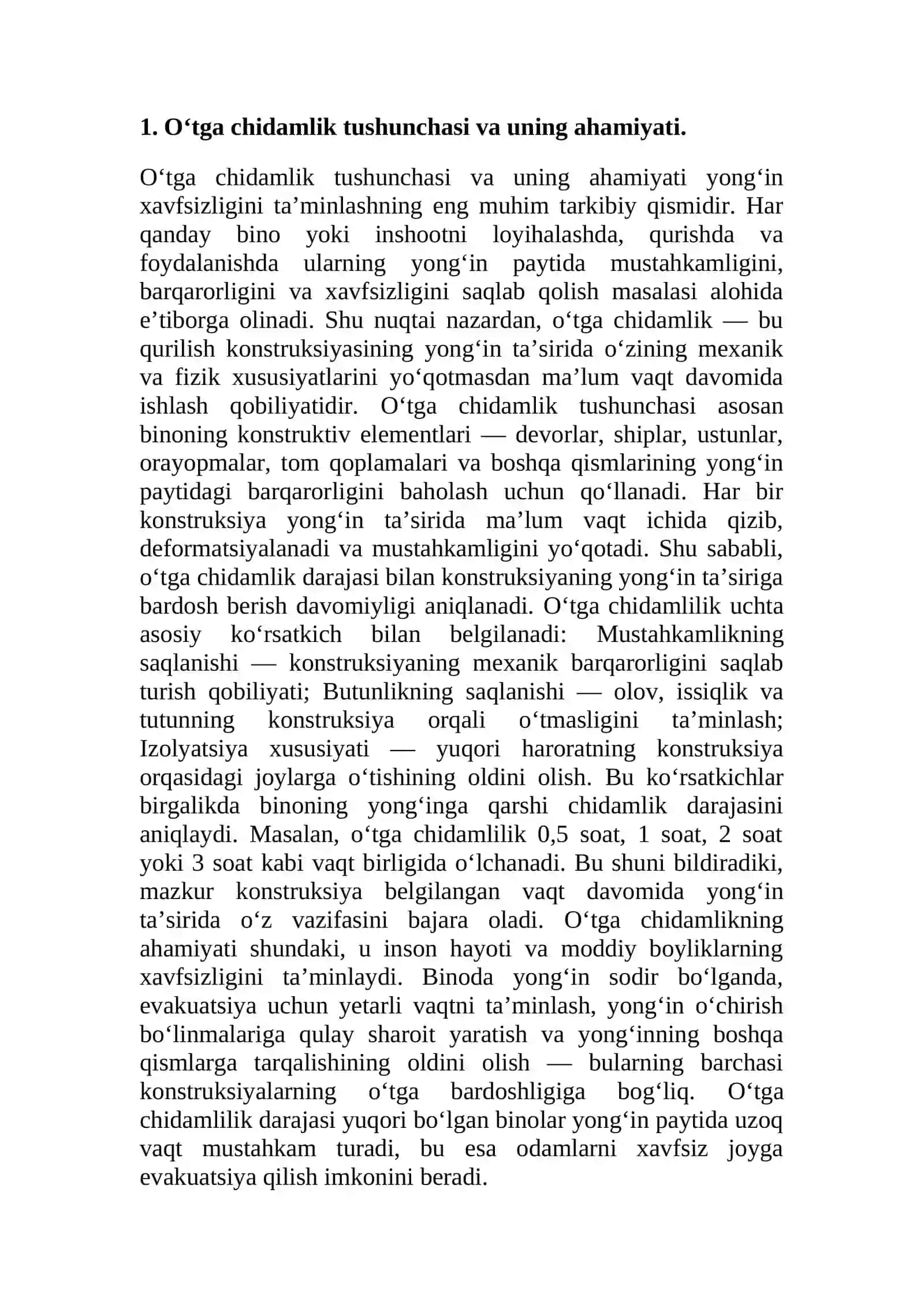 O'tga chidamlik normalarini o'rganish 4