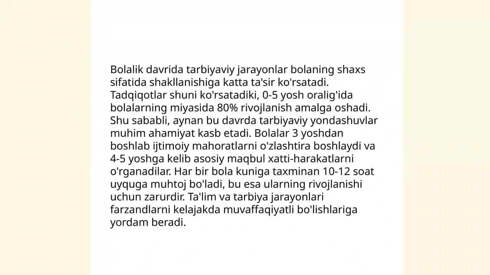 Shaxsning rivojlanish tarbiyasi va ijtimoiylashuvi 4