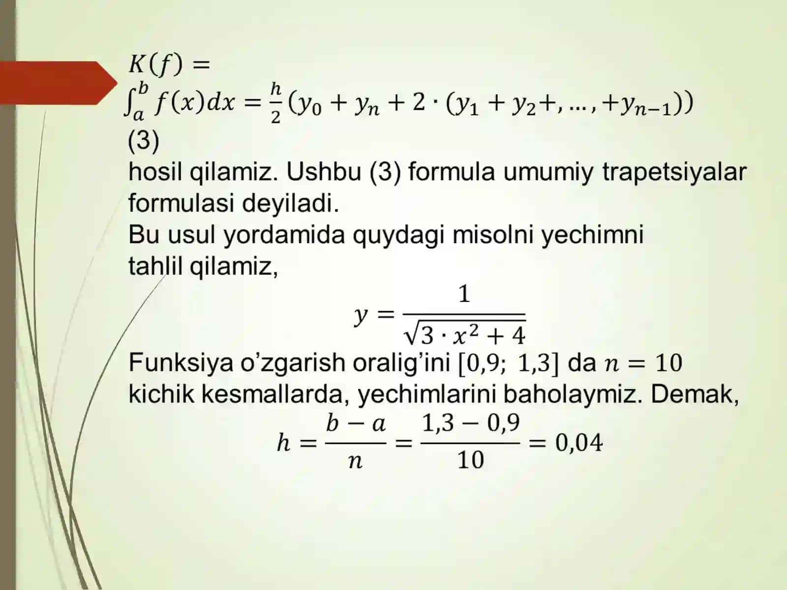 Tarmoqlanuvchi algoritmlar. Algebraik va transendent tenglamalarni taqribiyyechish usullari 4