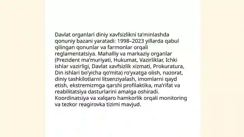 O'zbekistonda diniy xavfsizlik siyosati va uning samaradorligi 4