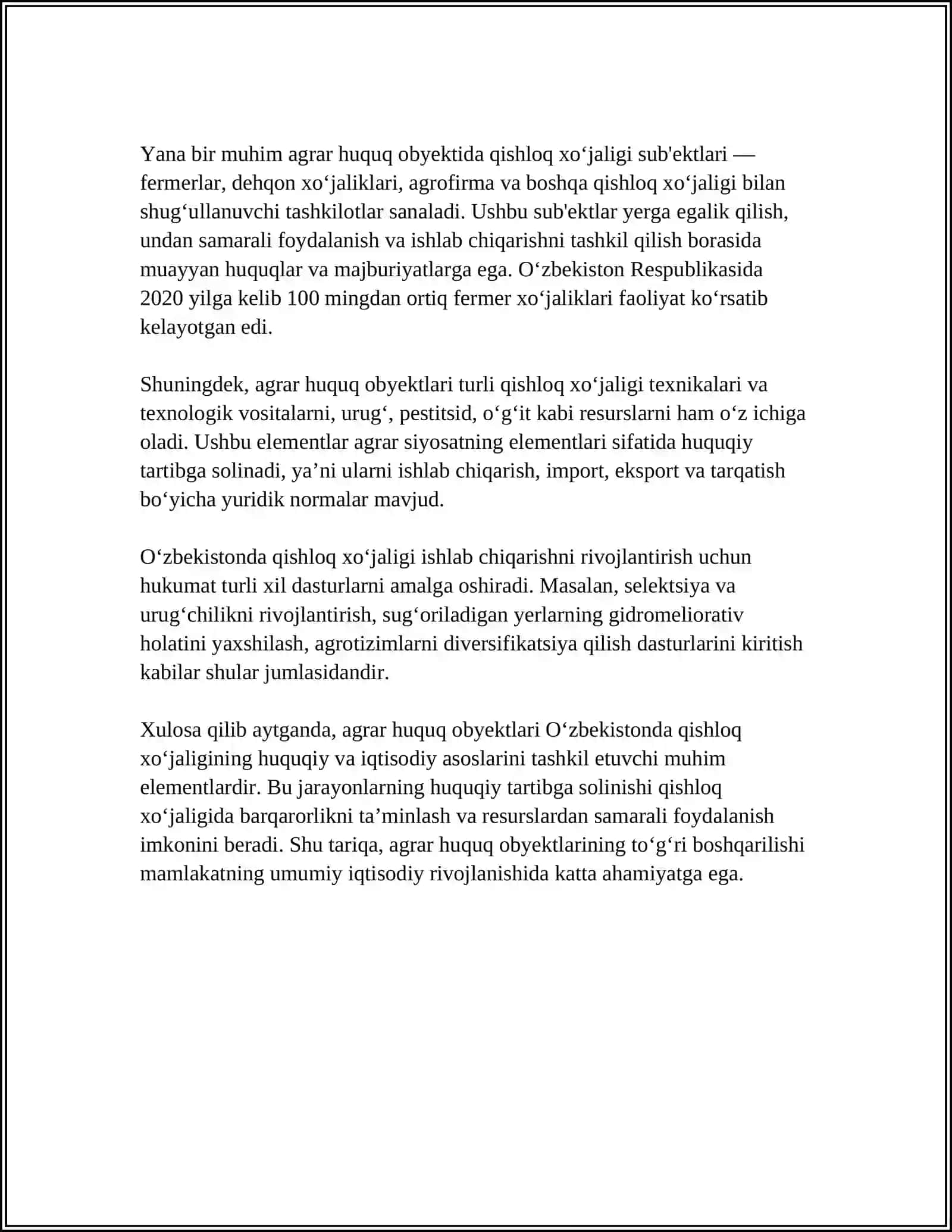 AGRAR HUQUQ OBYEKTLARI VA SUBYEKTLARI 4