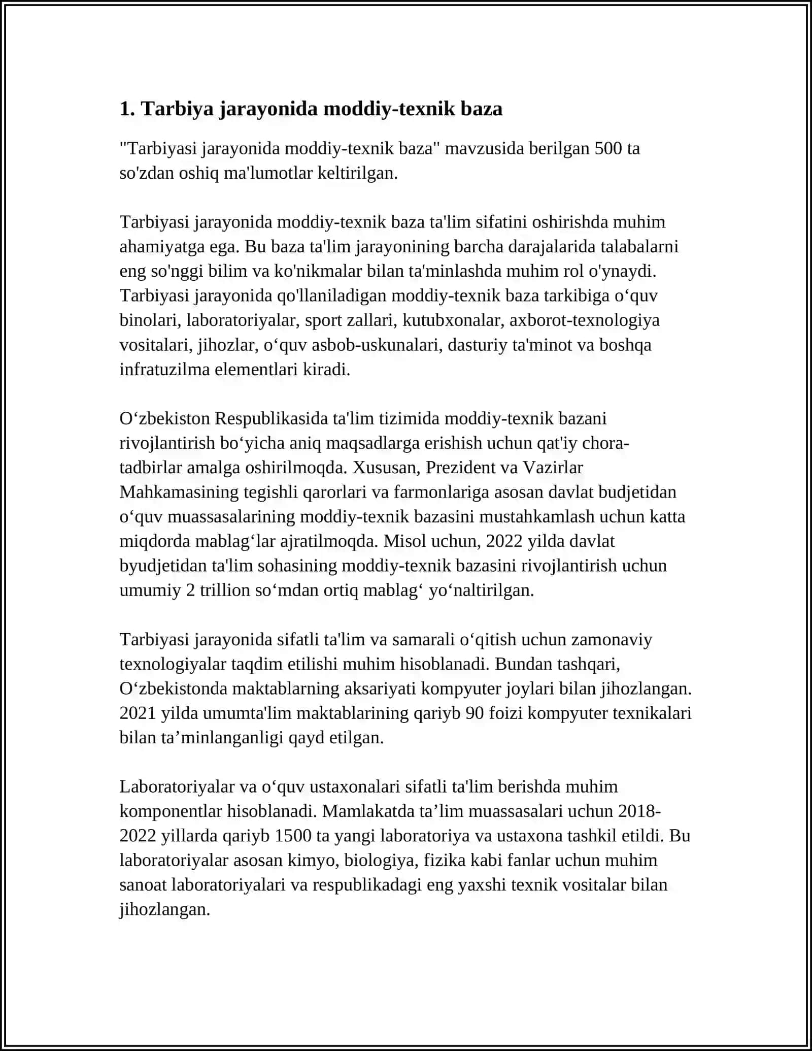 TARBIYA JARAYONINI TASHKIL ETISHDA MODDIY TEXNIK TAʼMINOT 4