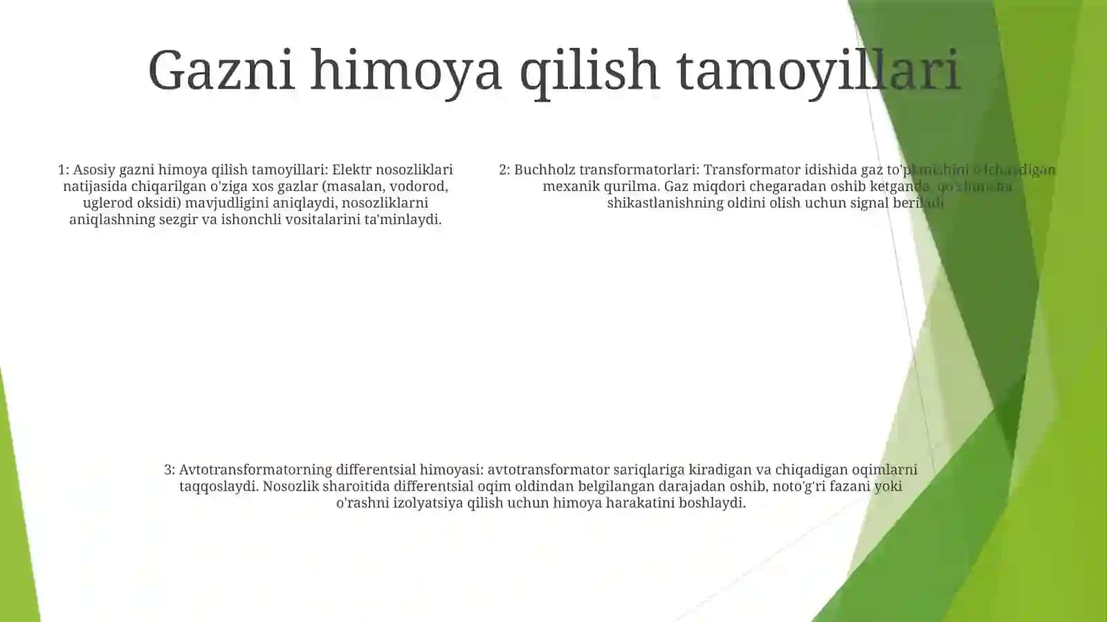 Kuch Transformatorlari Va Avtotaransformatorlarni Asosiy Gaz Va Differensial Ximoyasining Ishlash Prinsiplari 4