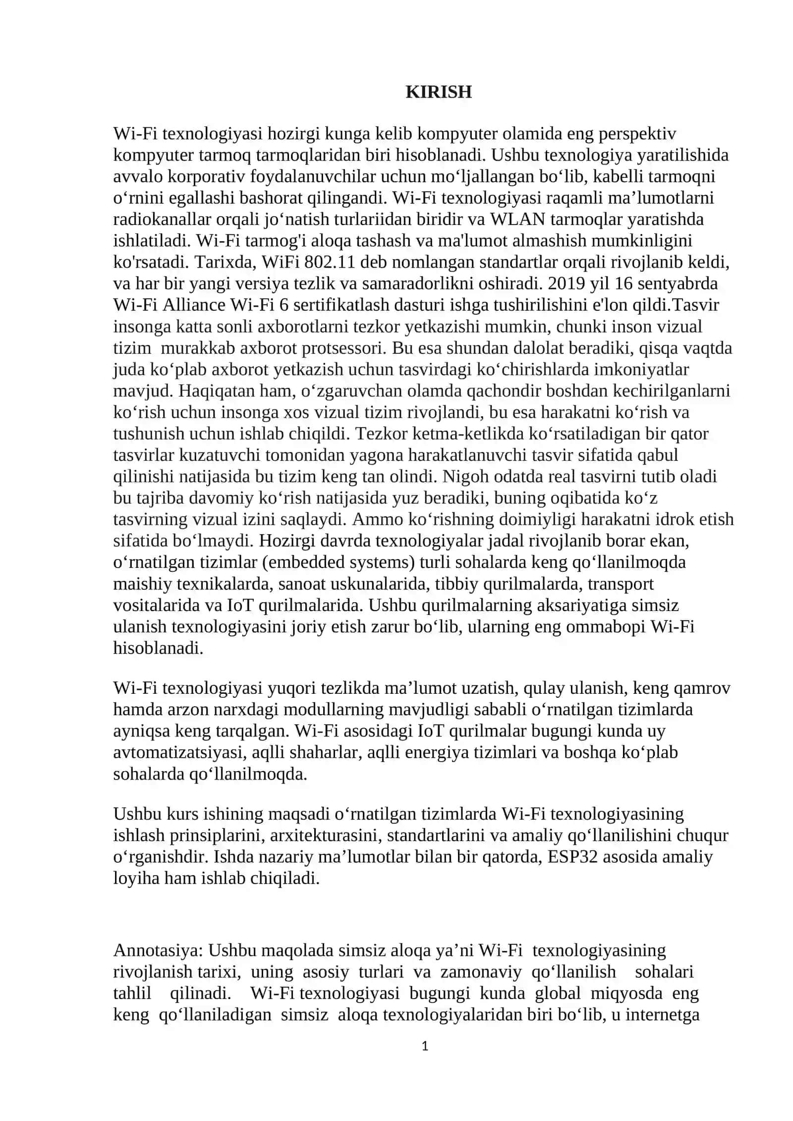 O‘rnatilgan tizimlarda Wi-Fi texnologiyasi 4