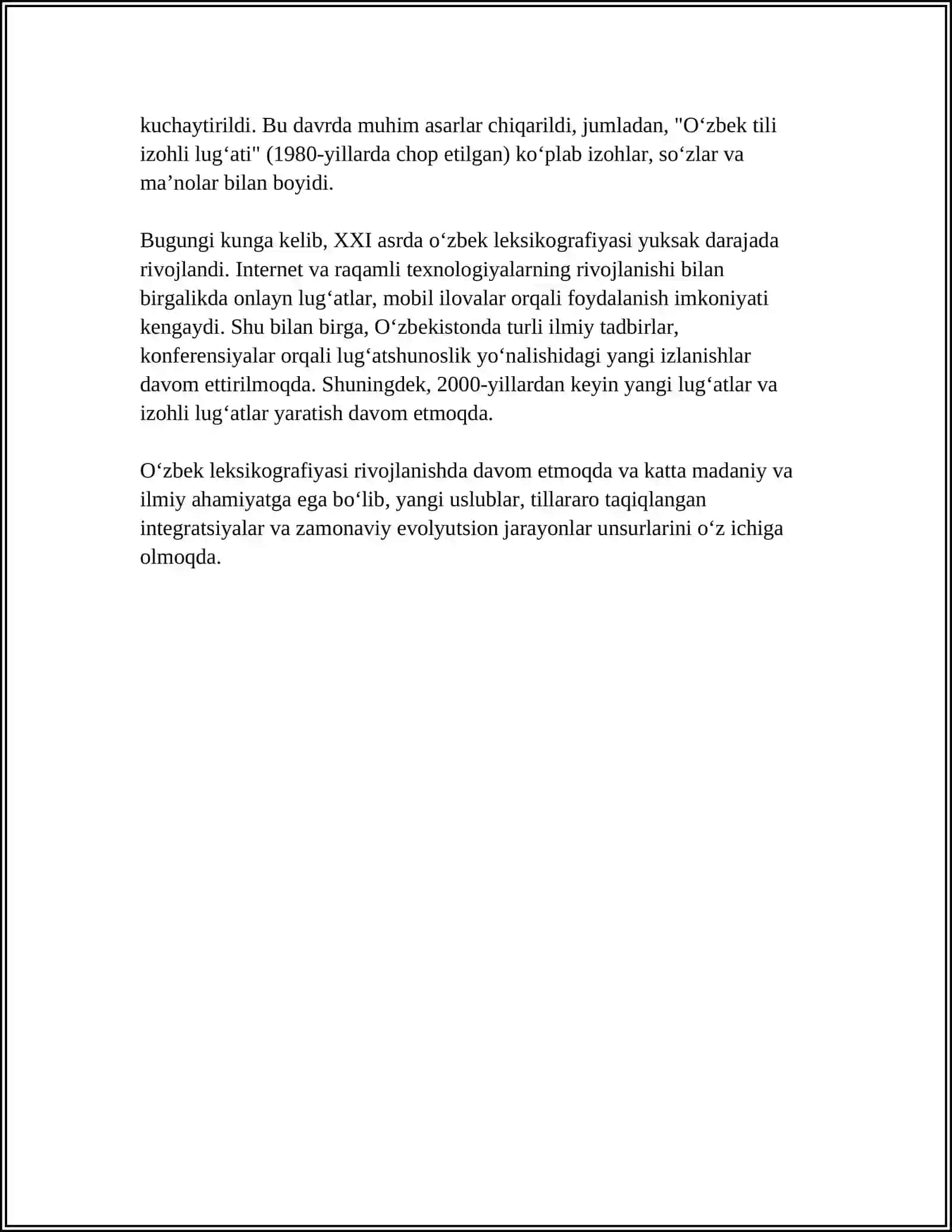 O‘ZBEK LEKSIKOGRAFIYASI. BIR TILLI VA KO‘P TILLI LUG'ATLAR BILAN TANISHISH 4