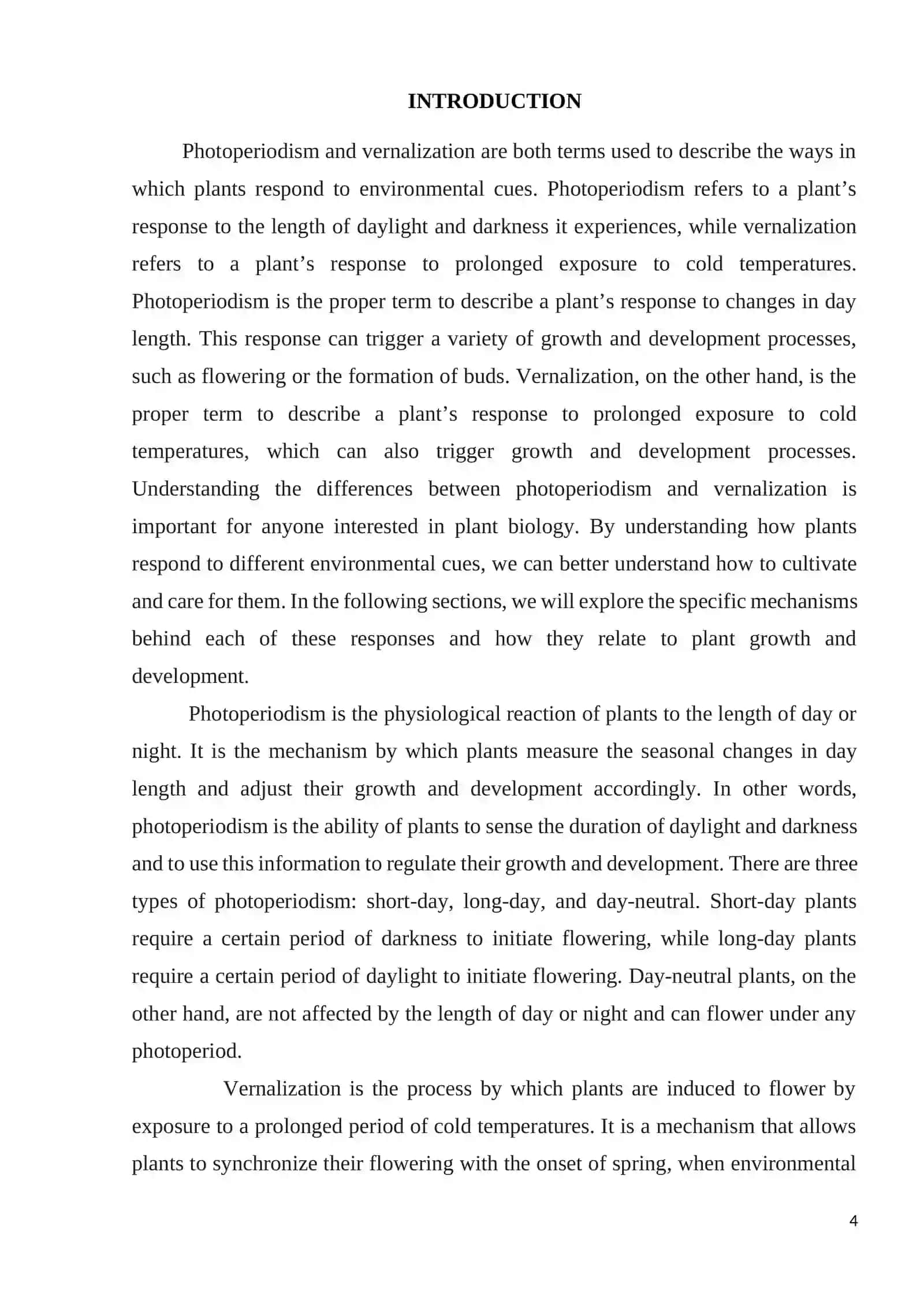 Course Work: Vernalization and Photoperiodism 4