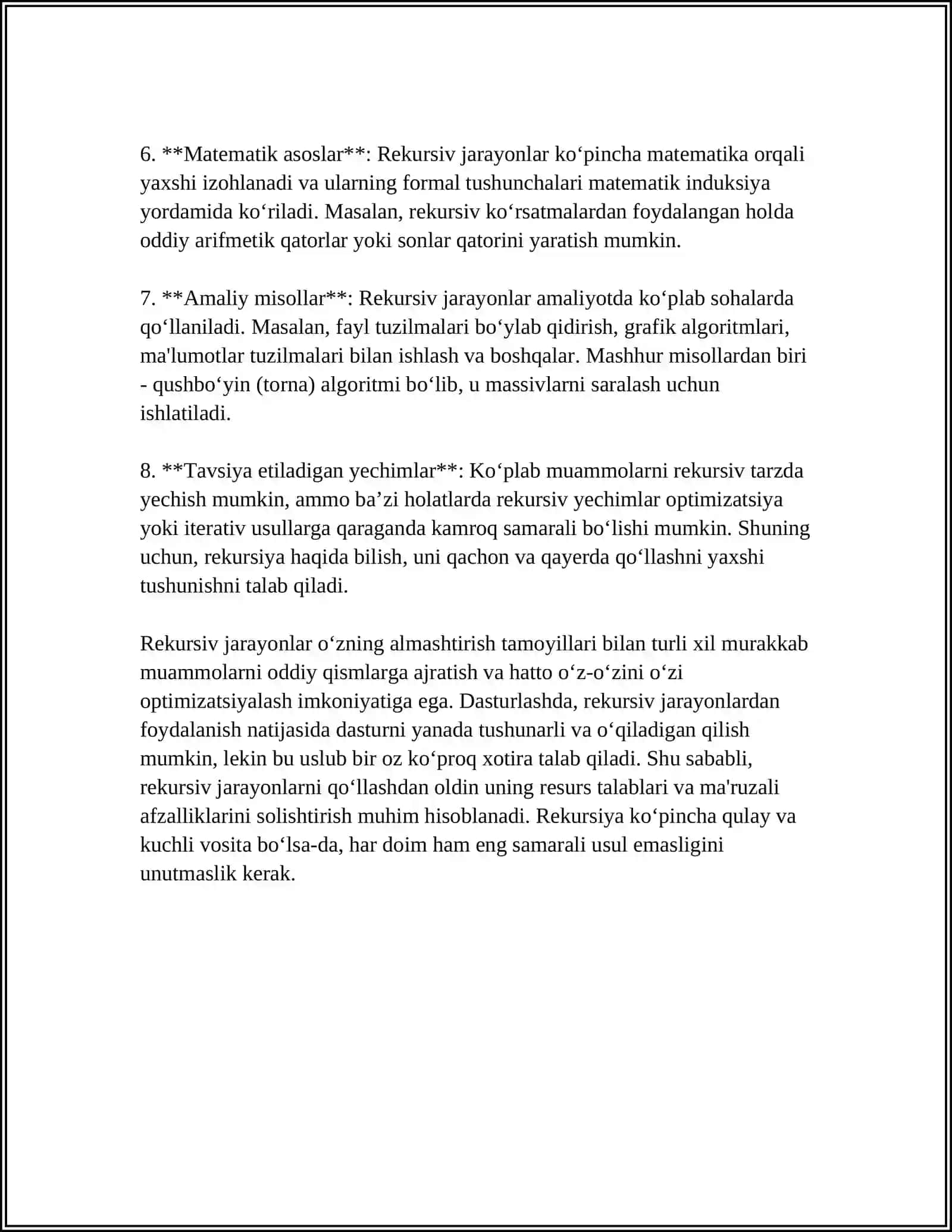 REKURSIV JARAYONLARNI TASHKIL ETISH 4