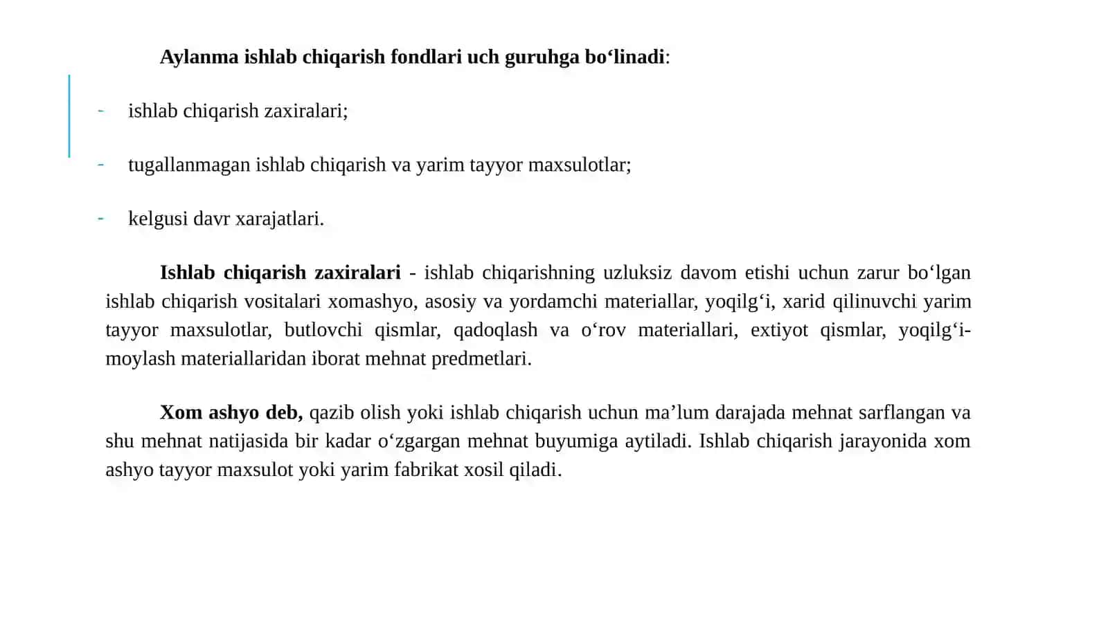 Korxonaning aylanma mablag‘lari 4