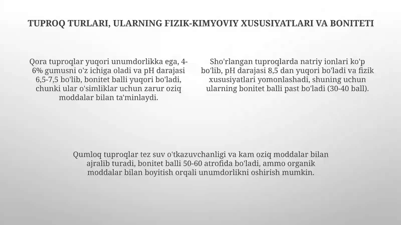 Tuproqlar boniteti Tuproqlar muhofazasi 4