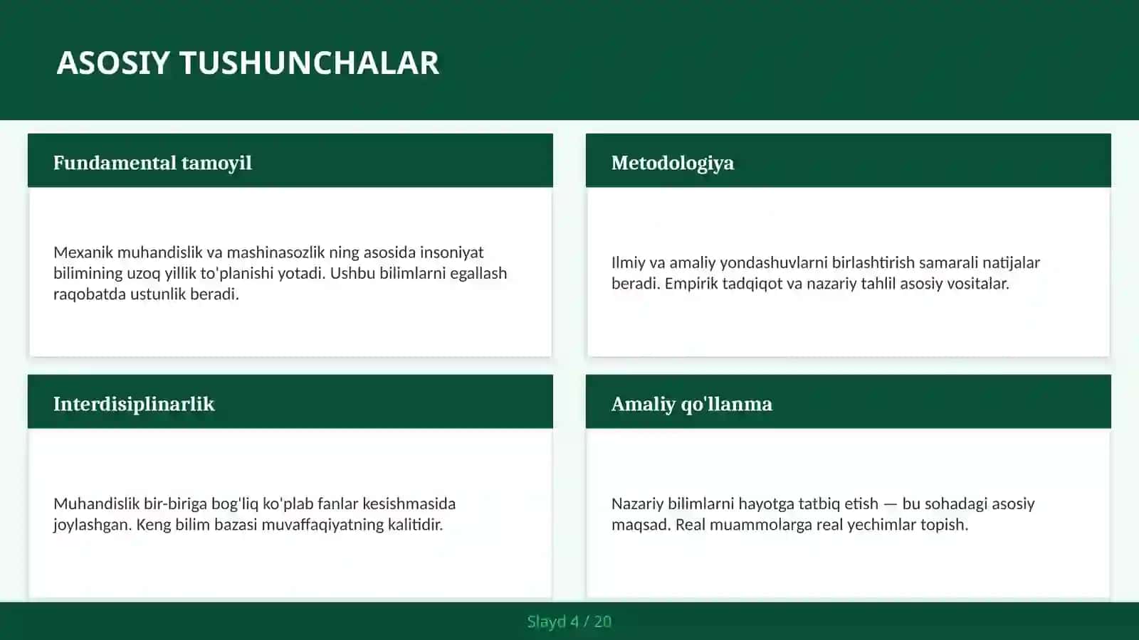 Mexanik Muhandislik va Mashinasozlik 4