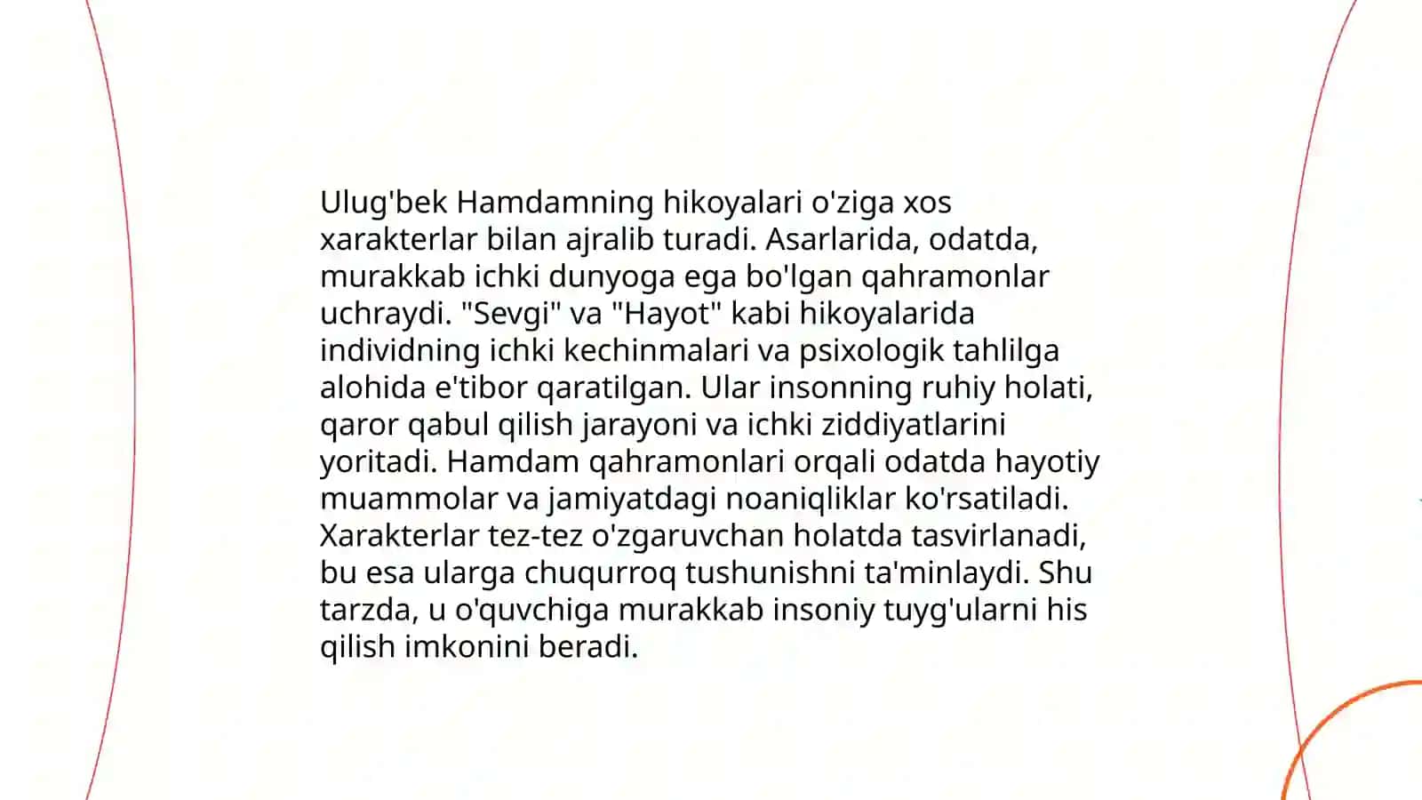 Ulug'bek Hamdam hikoyalari tahlili 4
