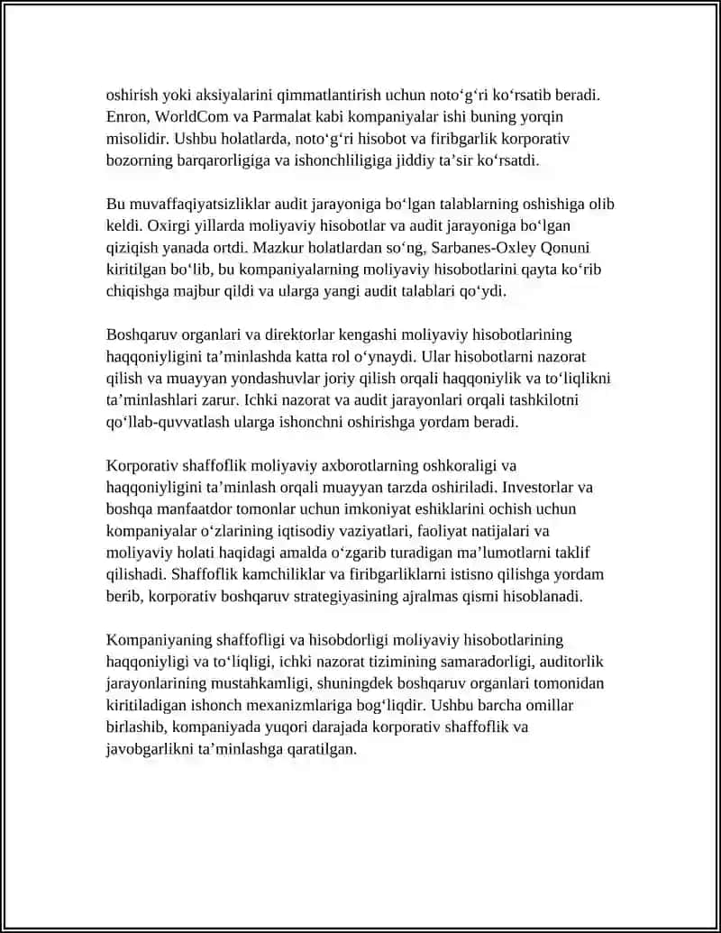 KORPORATIV SHAFFOFLIK VA HISOBDORLIK 4