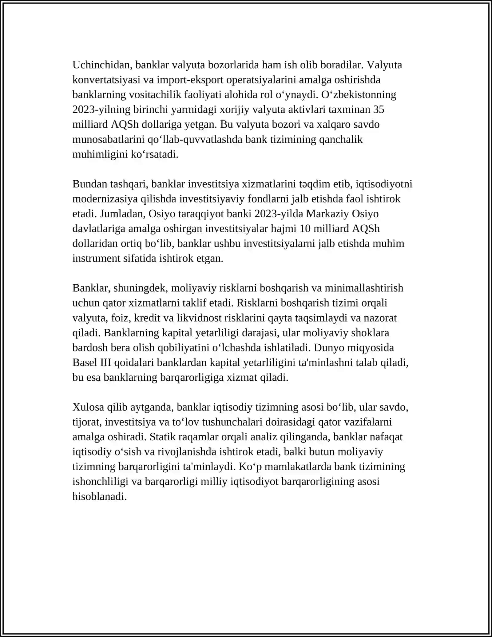 BANKLAR ULARNING TURLARI VA KRIDIT TIZIMIDAGI ROLI 4