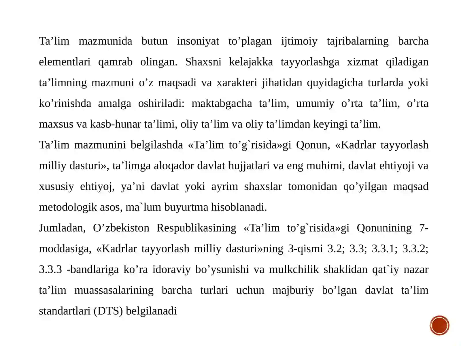 Ta’limning maqsad va vazifalari. Ta’lim mazmuni 4
