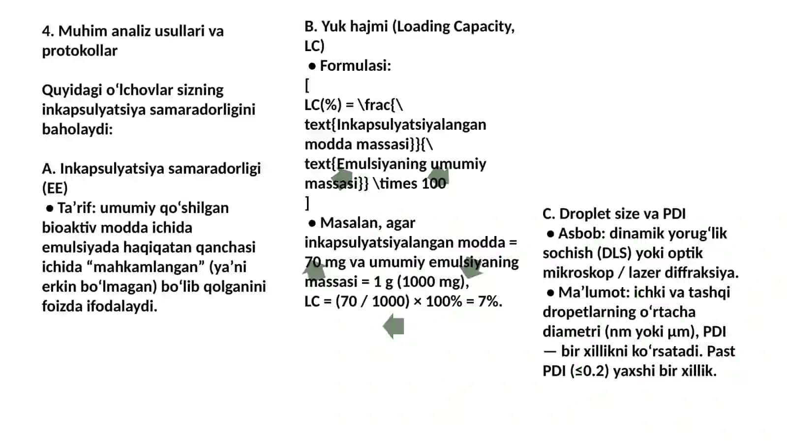 Ikki emulsiyalarda tabiiy bioaktiv moddalar (vitaminlar, polifenollar)ni inkapsulyatsiya qilish samaradorligini baholash 4