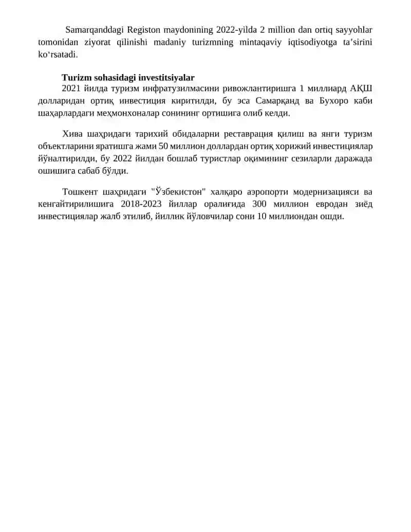 Oʻzbekistonda turizimning paydo boʻlishi va rivojlanishi 4