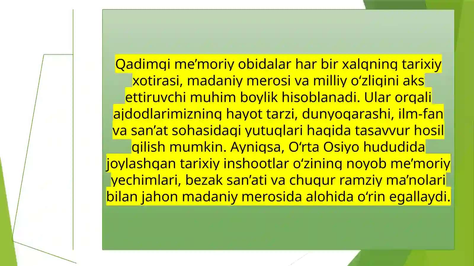 Qadimgi me'moriy obidalarni, asrash, saqlash va restavratsiya qilish 4
