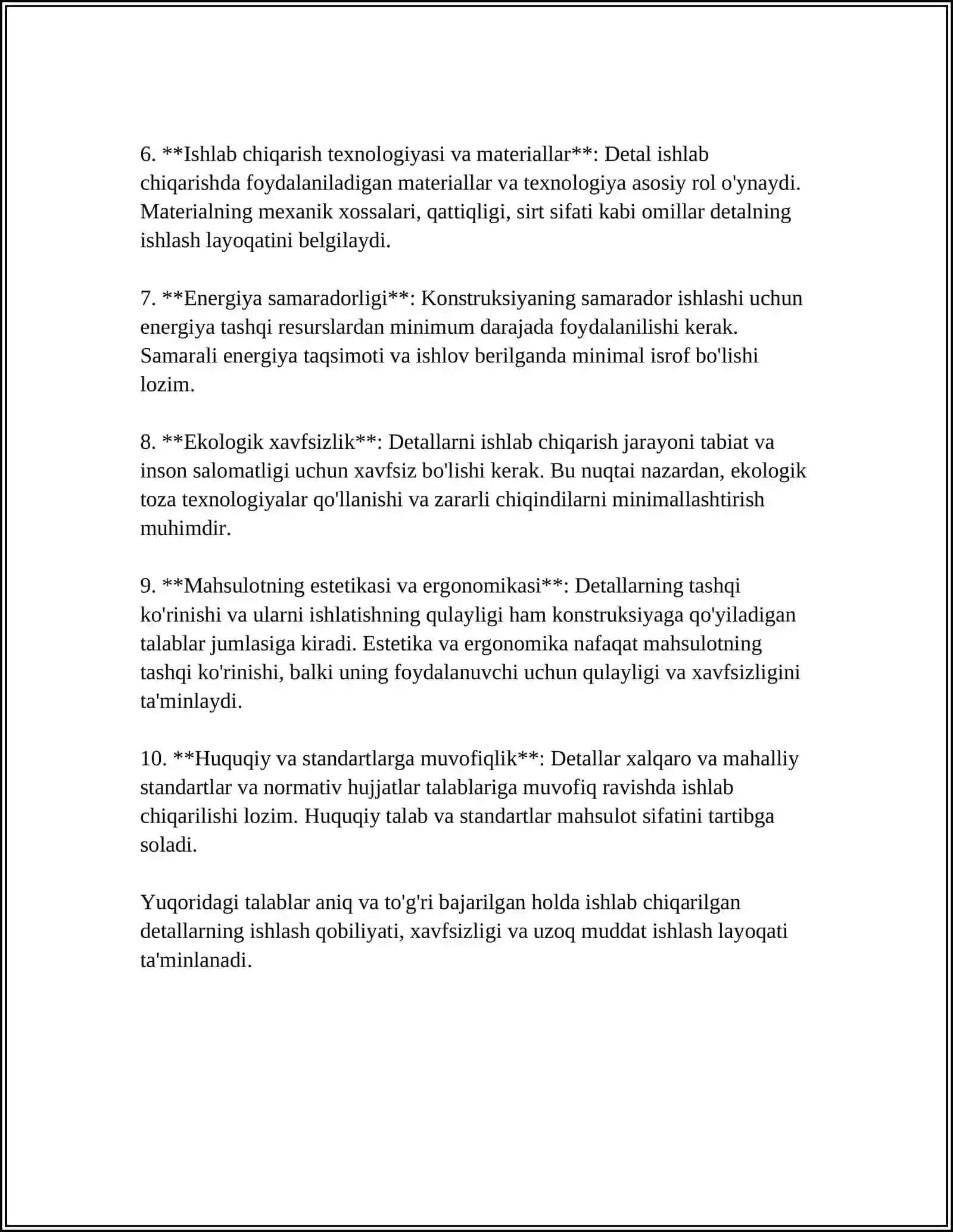 Detallarning konstruksiyasiga qo'yiladigan umumiy talablar 4