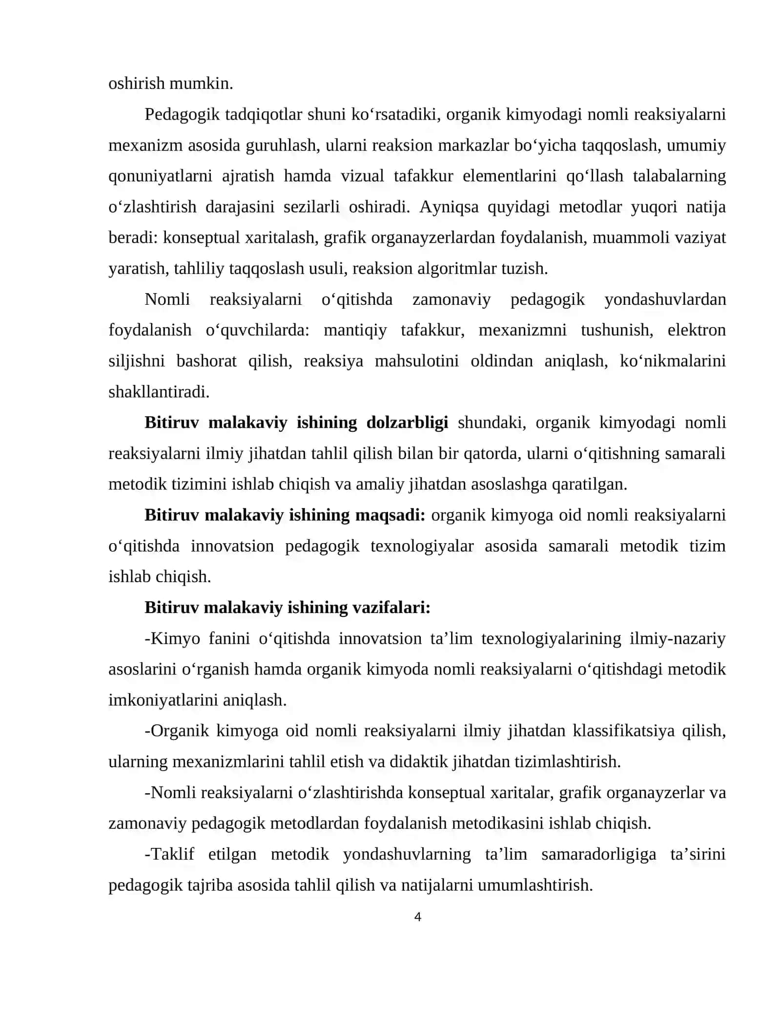 Organik kimyoga oid nomli reaksiyalar tahlili va ularni o‘zlashtirish metodikasi 4