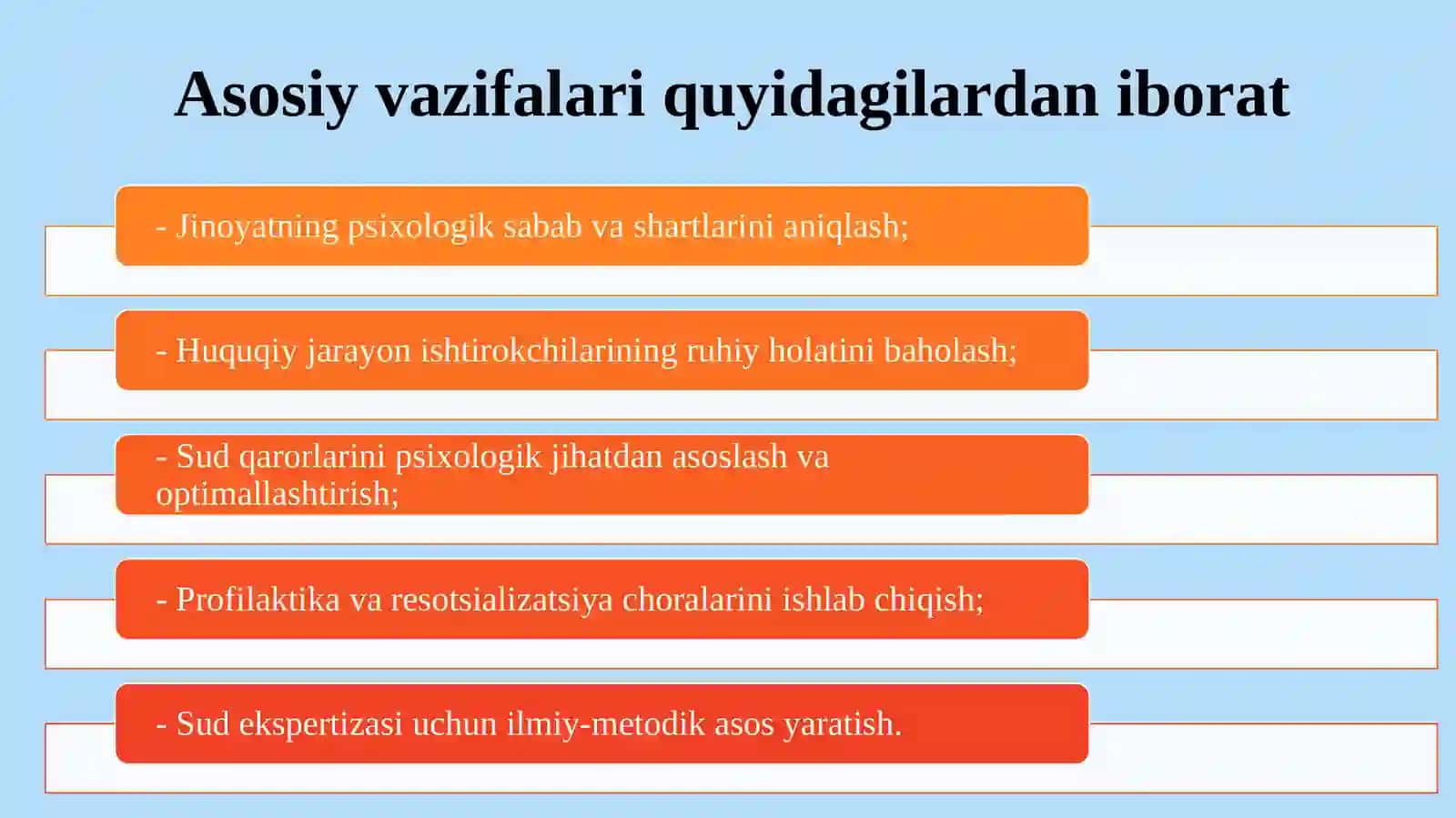 Sud psixologiyasi va psixiatriyasiga kirish. Sud psixologiyasining predmeti, vazifalari va metodlari 4