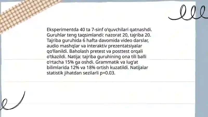 Ona tilini oʻqitishga oid kichik tajribaviy tadqiqotlar 4