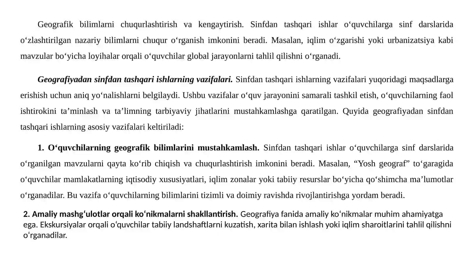 "GEOGRAFIYA VA TABIIY FAN (SCIENCE) O’QITISH METODIKASI" KURS ISHI TAYYORLIGI 4