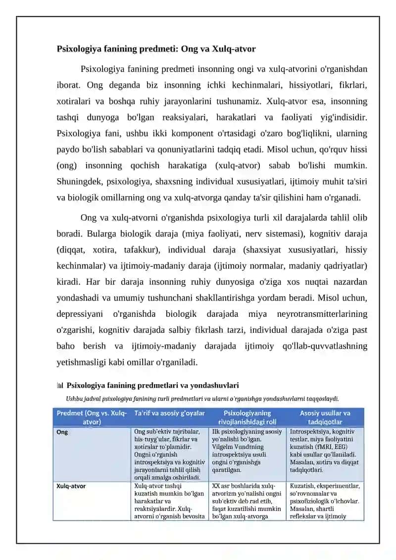 Psixologiya fanining predmeti va rivojlanish tarixi 4