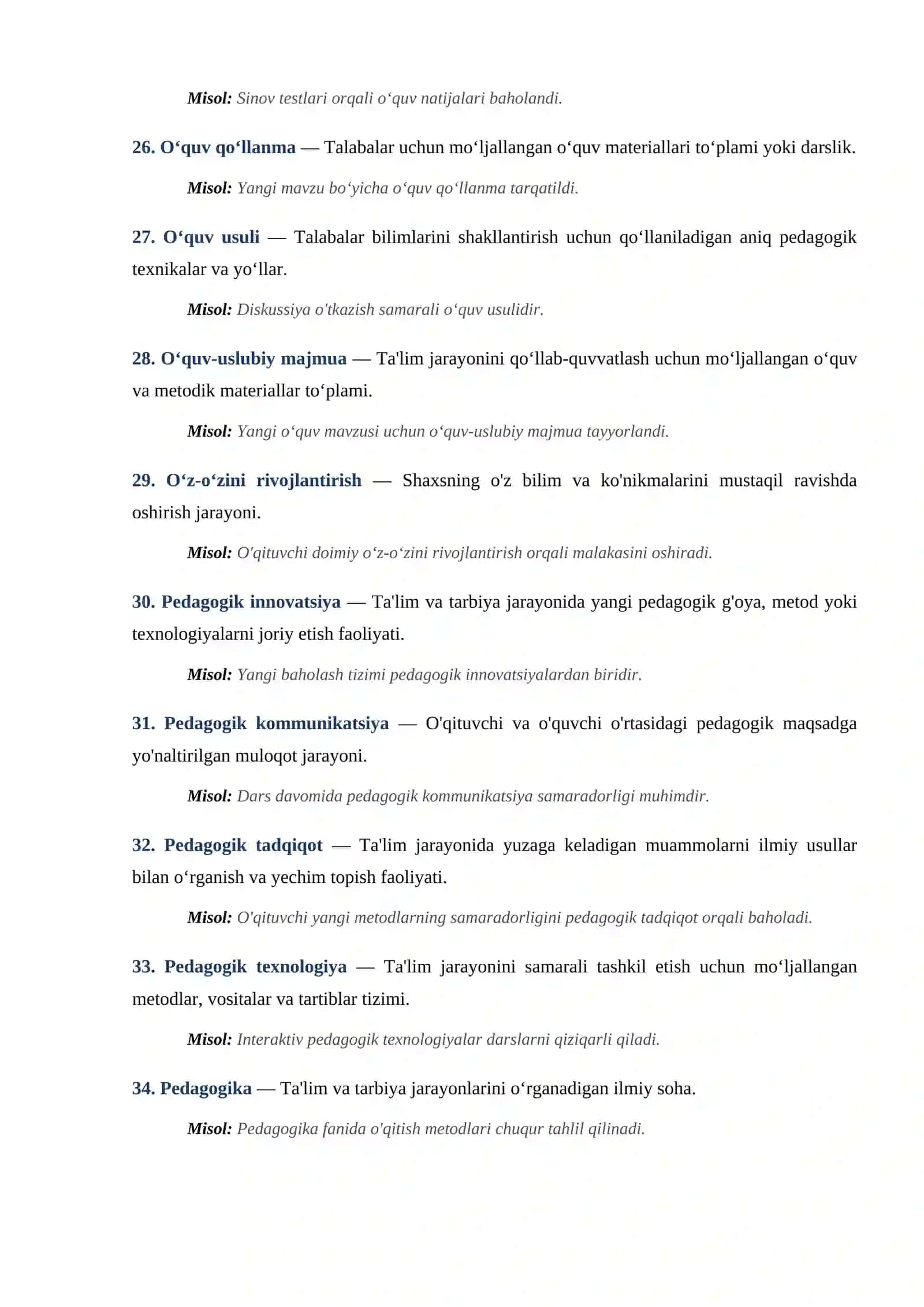 Ta'limda Innovatsion Jarayonlar va Pedagogika Faniga Oid Terminlar Lug'ati 4