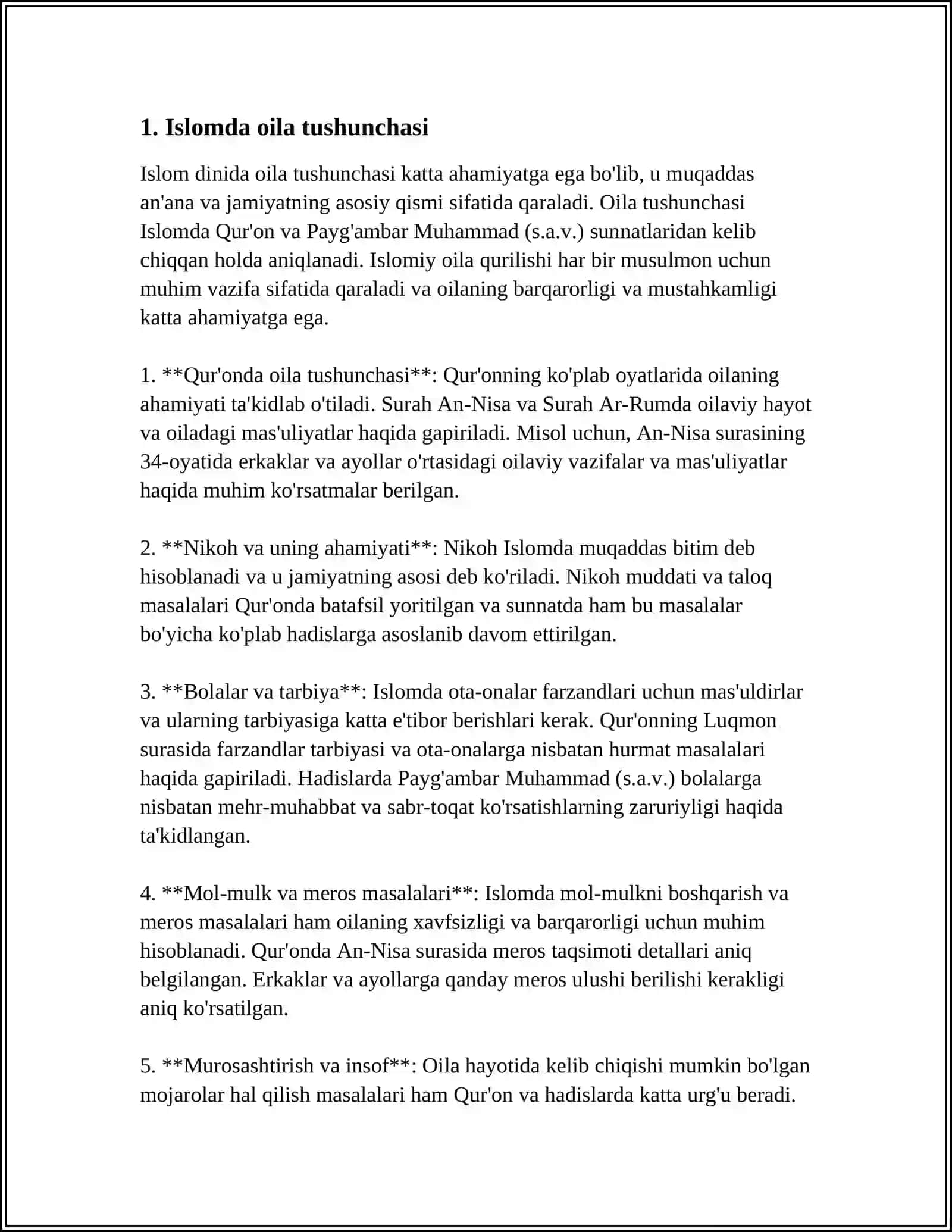 ISLOM HUQUQUQSHUNOSLIGIDA OILA, NIKOH, TALOQ, IDDA, ZIHOR TUSHUNCHALARI HAQIDA MA'LUMOT 4