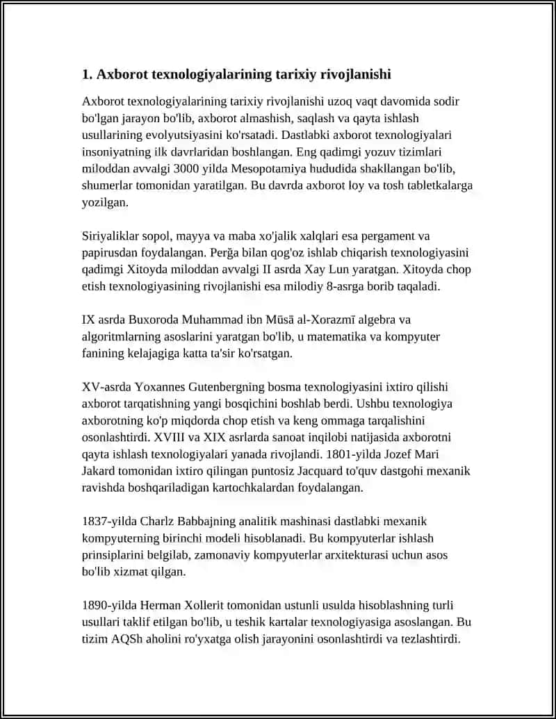 AXBOROT TEXNOLOGIYALARINING RIVOJLANISHI VA ZAMONAVIY KOMPYUTER TIZIMLARI 4