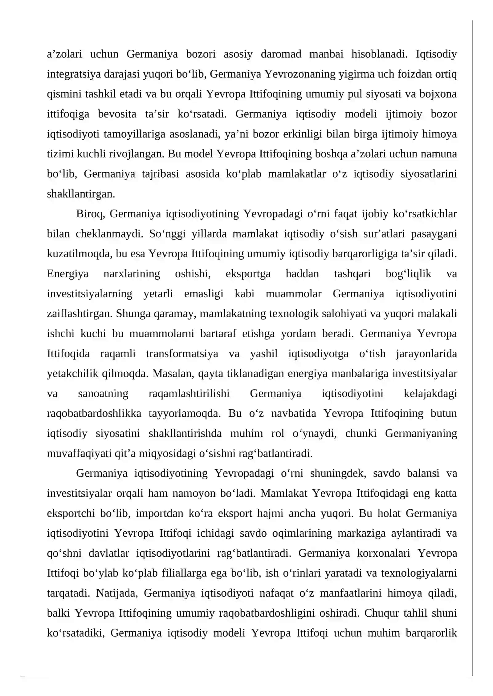 XXI asr boshlarida Germaniyaning Yevropa Ittifoqi siyosatidagi yetakchiligi 4