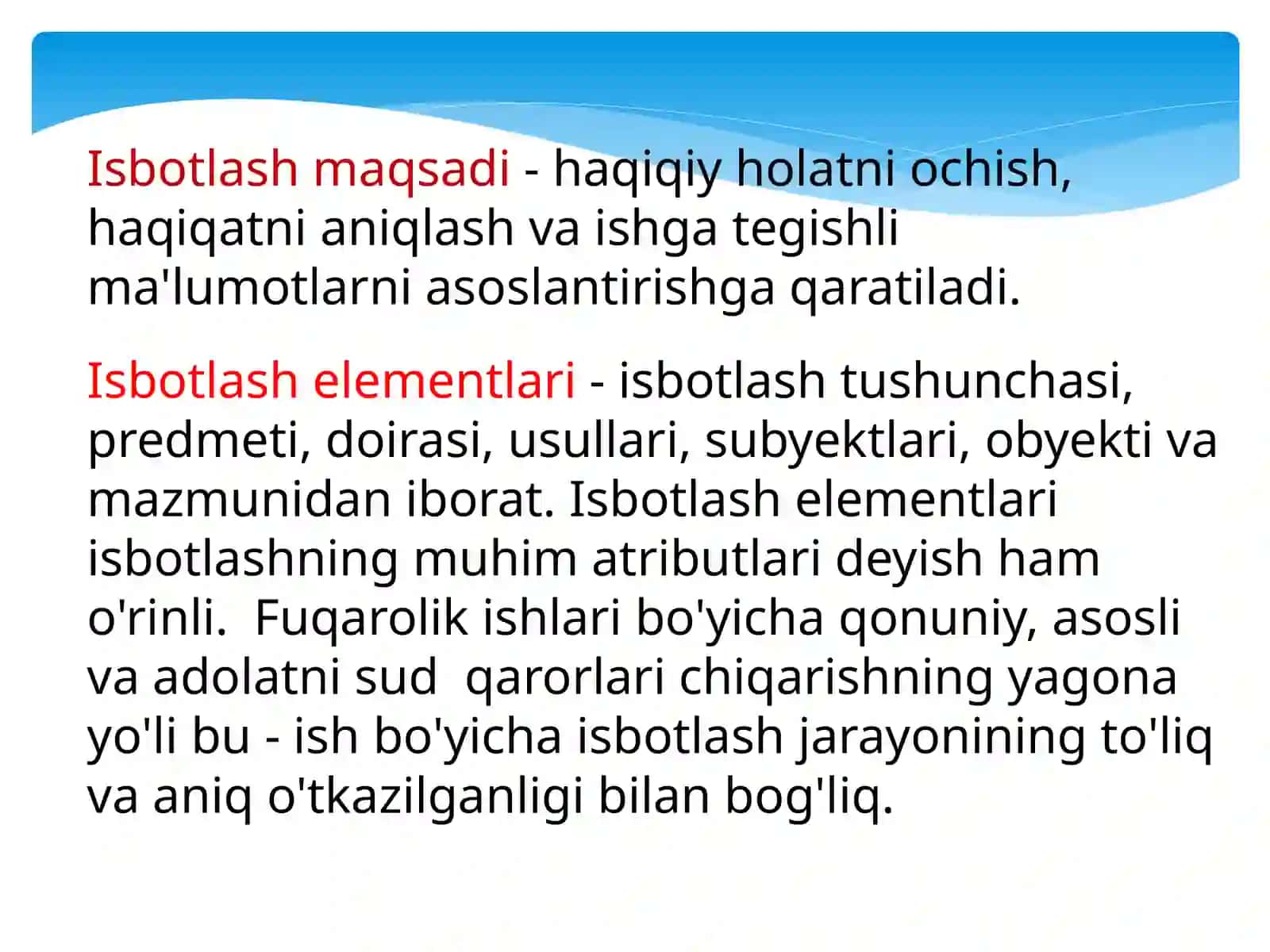 Fuqarolik protsessida isbotlash va dalillar 4