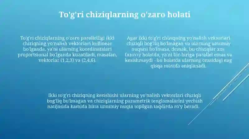 Fazoda berilgan chiziq va sirtlarga doir nazariy va amaliy masalalar yechish 4