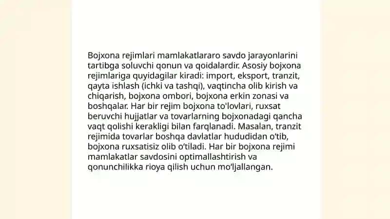 Bojxona rejimlari va ularni turlari 4