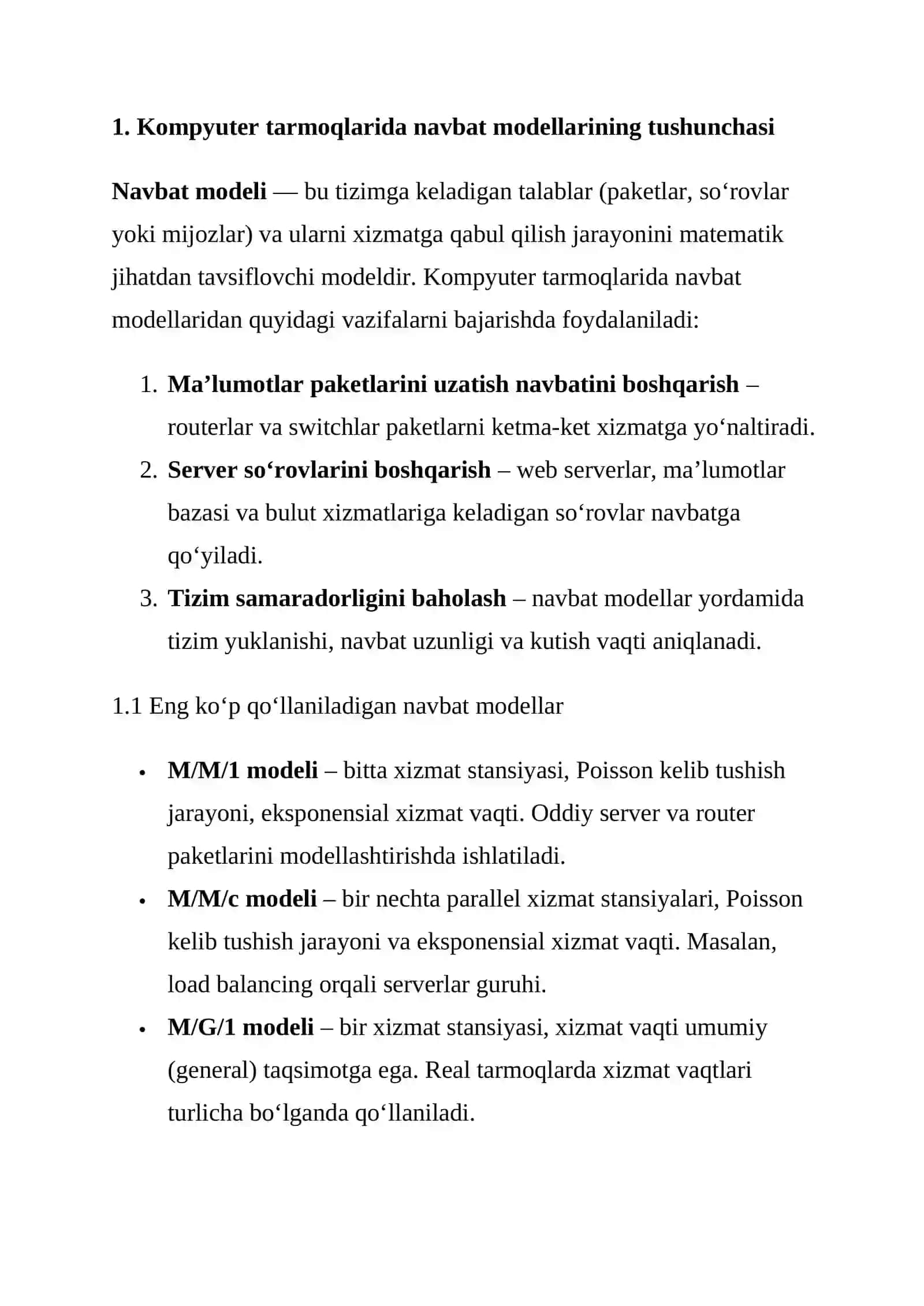 Kompyuter tarmoqlarida navbat modellarining qo‘llanishi 4
