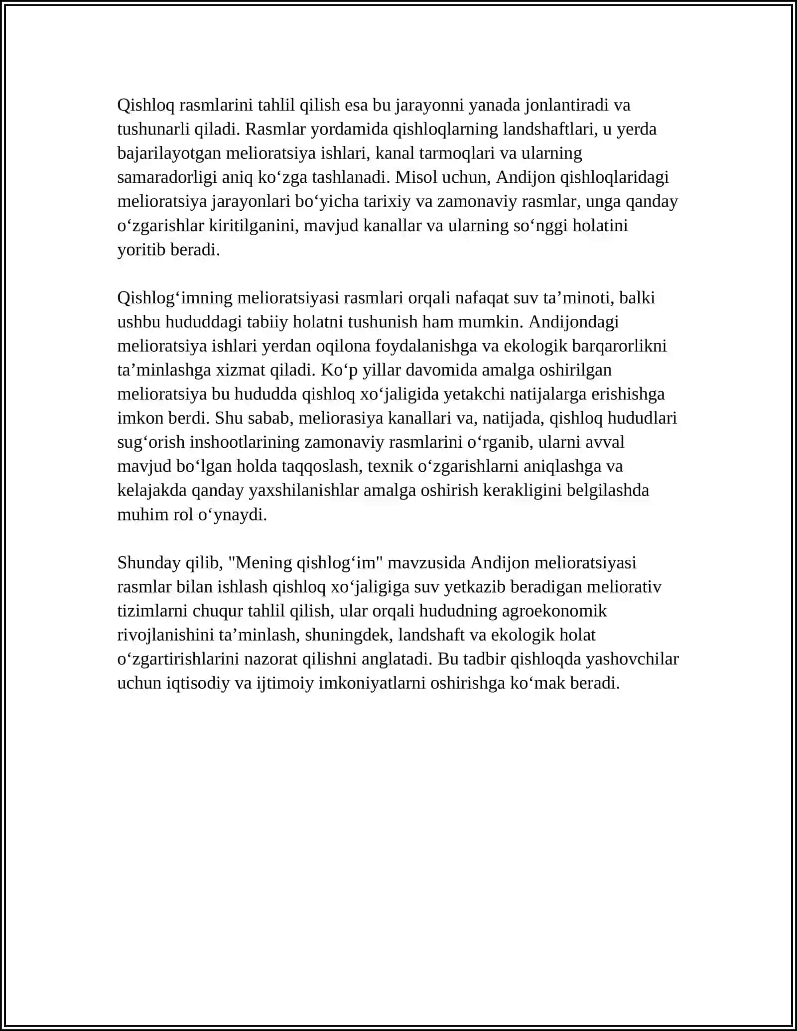"MENING QISHLOGʻIM" MAVZUSIDA ANDIJON MELIORATSIYASI RASMLAR BILAN ISHLASH 4