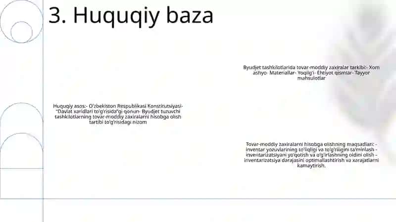 Byudjet Tashkilotlarida Tovar Moddiy Zaxiralarning Tarkibi, Tayinlanishi Va Hisobining Vazifalari 4