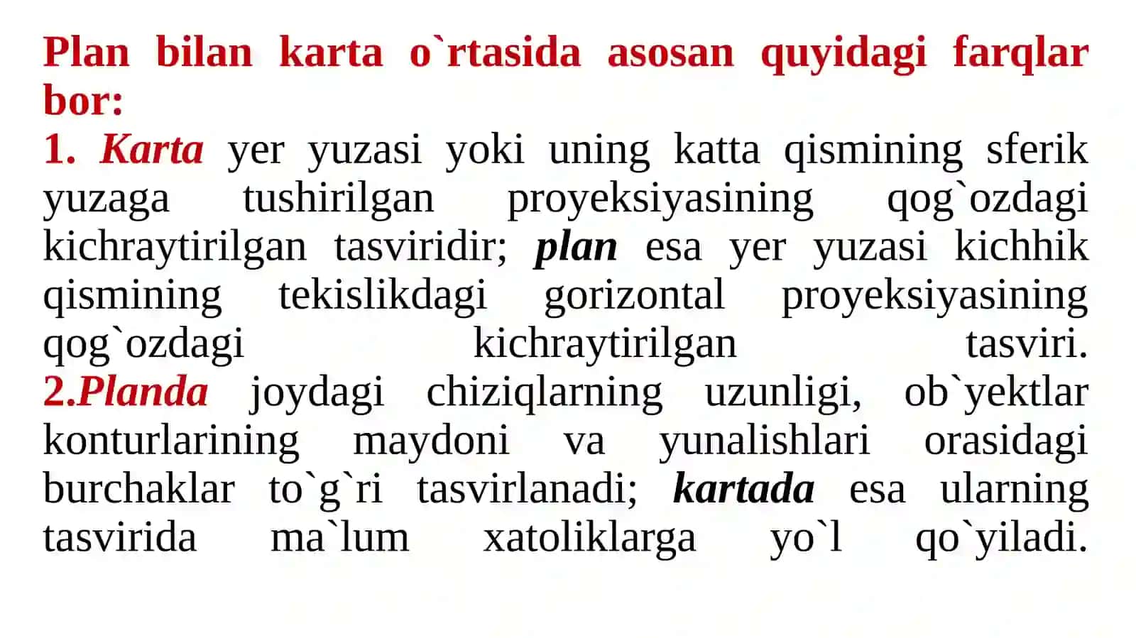 Xarita, plan, profiltushunchasi 4
