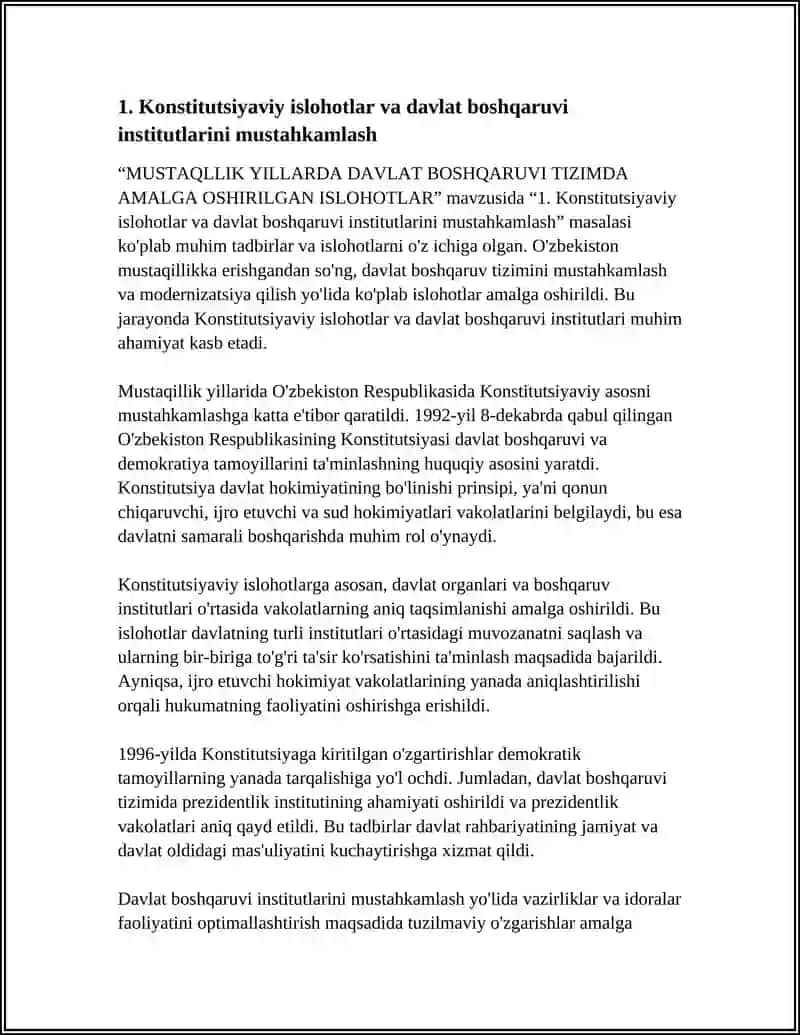 MUSTAQLLIK YILLARDA DAVLAT BOSHQARUVI TIZIMDA AMALGA OSHIRILGAN ISLOHOTLAR 4