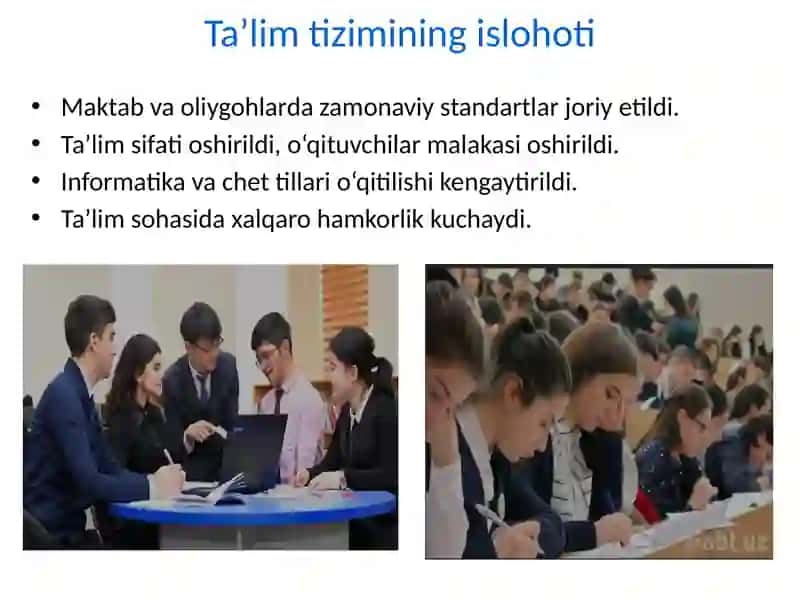 Mustaqillik yillarida O'zbekistonda fan, ta'lim, sport, san'at, adabiyot va sog'liqni saqlash tizimi rivoji 4