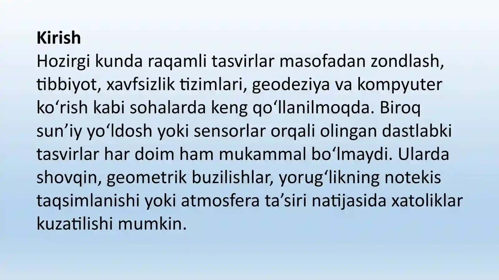 Raqamli tasvirlarni oldindan qayta ishlash bosqichlari 4