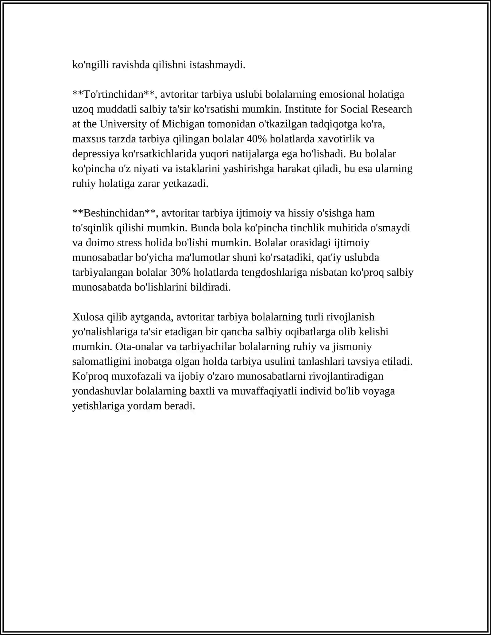 OILADA BOLA TARBIYASI TOIFALARI VA OQIBATLAR 4