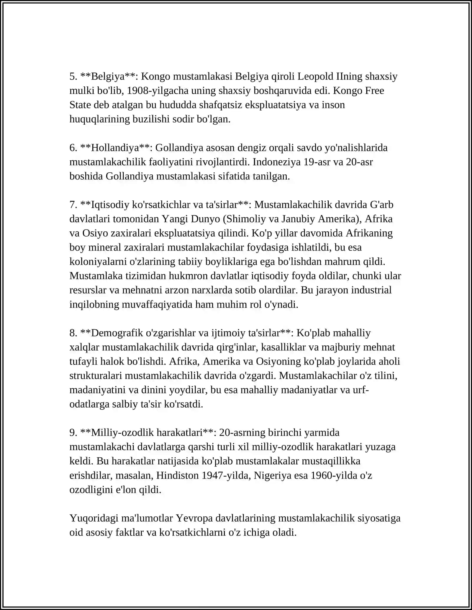 YEVROPA DAVLATLARINING MUSTAMLAKALAR UCHUN KURASHI 4