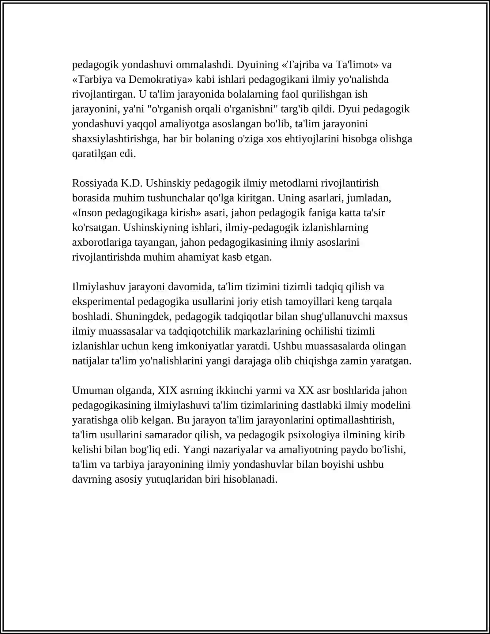 XIX ASRNING IKKINCHI YARMI XX ASRDA JAHON PEDAGOGIKA FANINING RIVOJI 4