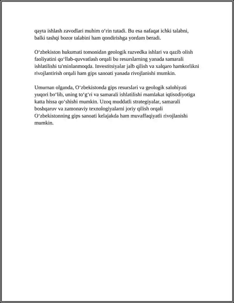 OʻZBEKISTON GIPS SANOATINING ISTIQBOLLARI 4