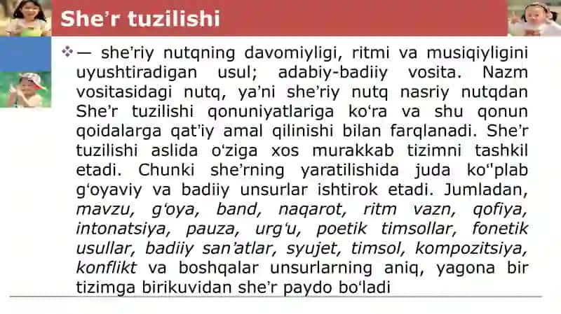 She’riy asarda mazmun va shaklning o’ziga xosligi 4