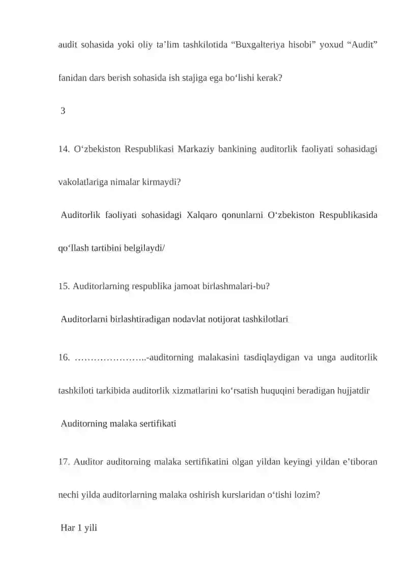 Audit 50 ta test Javobi bilan yakuniy oraliq 4