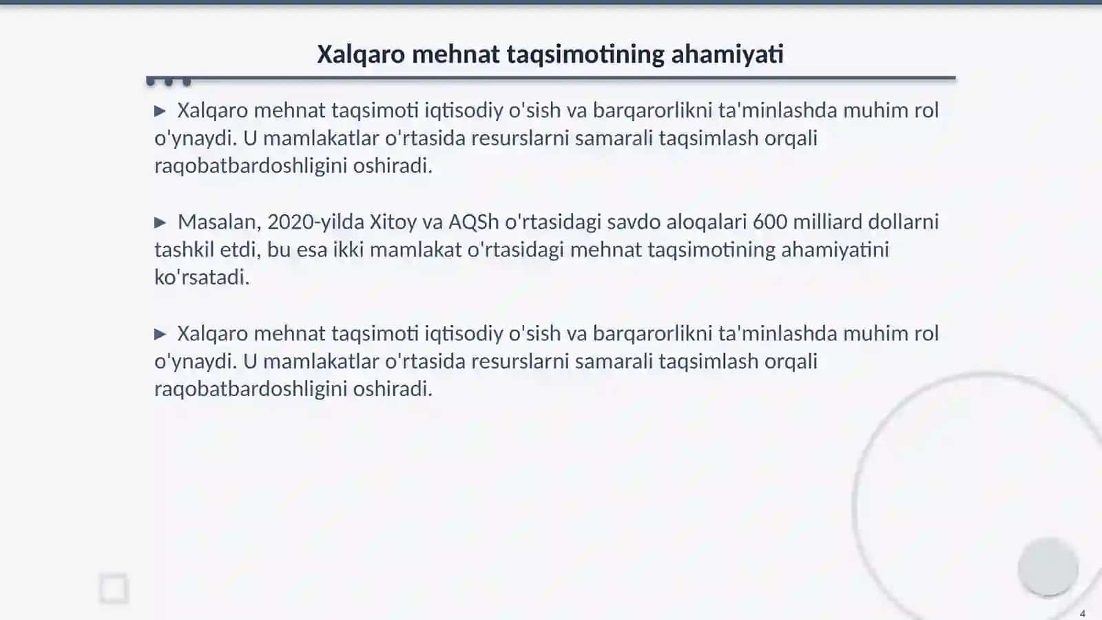 Xalqaro mehnat taqsimoti va jahon Xojaligi 4