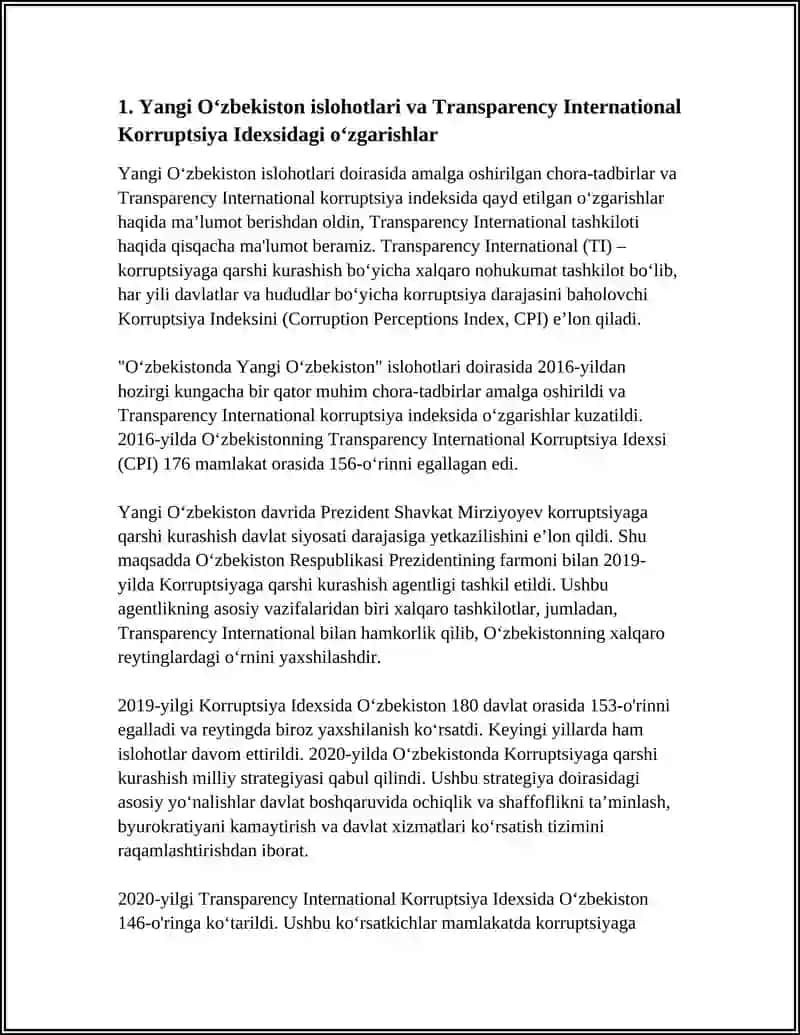 "YANGI O‘ZBEKISTONDA IJTIMOIY, SIYOSIY, IQTISODIY VA MADANIY HAYOTDA RO‘Y BERAYOTGAN O‘ZGARISHLARNING XALQARO REYTING VA INDEKSLARDA AKS ETISHI" 4
